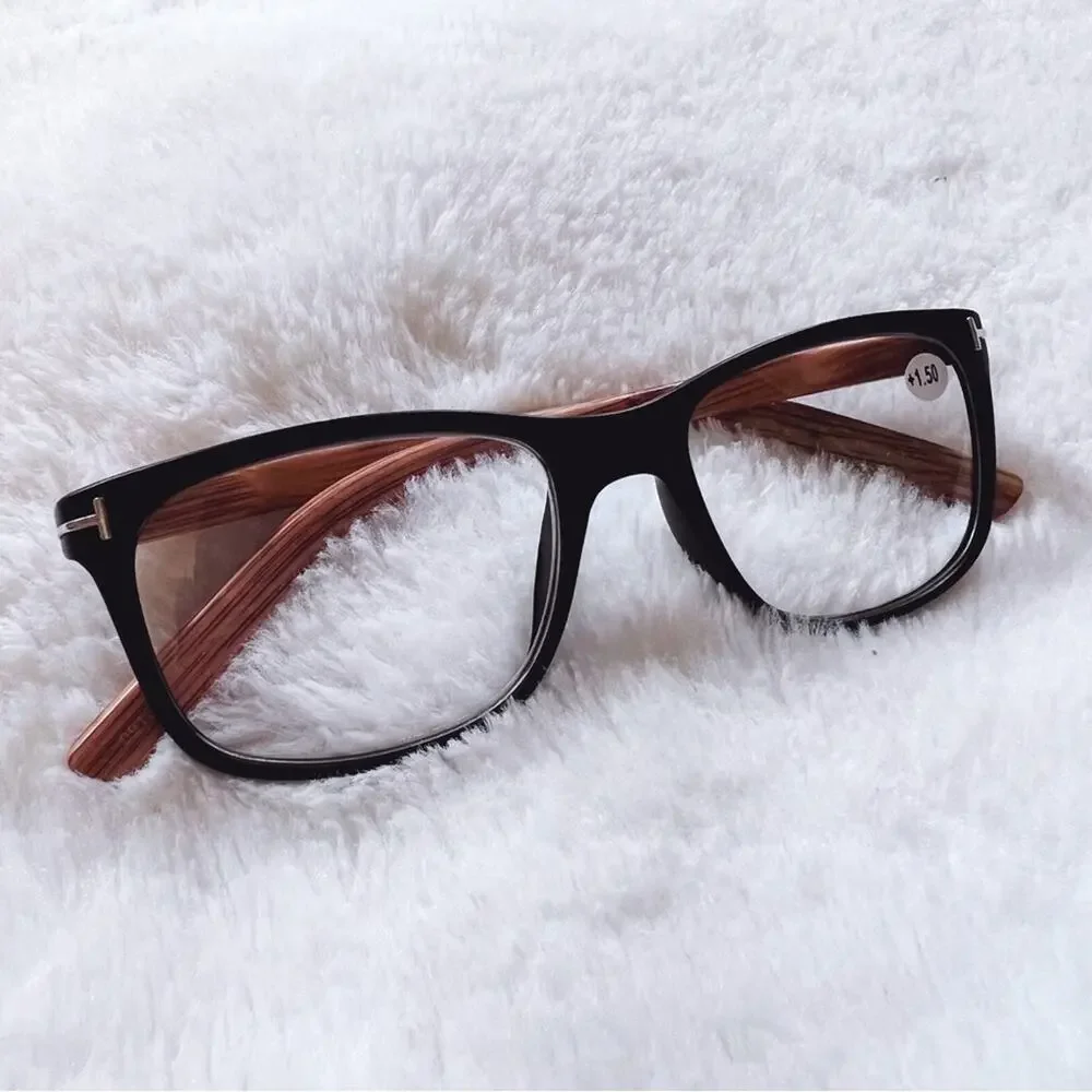 Olivia Black with Light Wood Reader Glasses